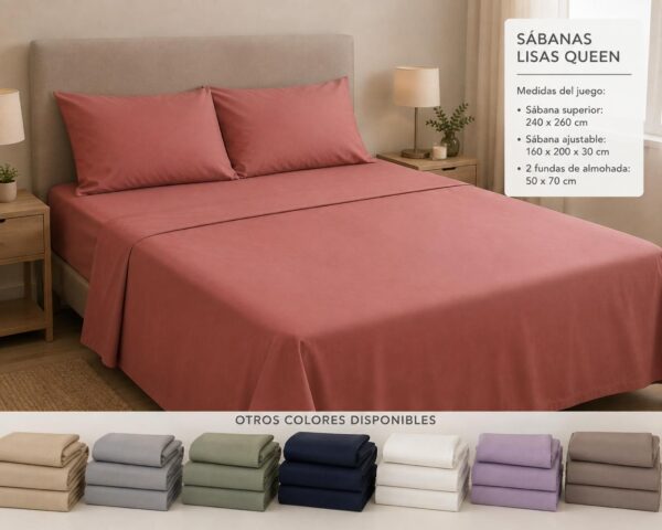 JUEGO DE SABANA LISA QUEEN
