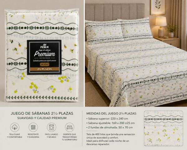 JUEGOS DE SABANA PREMIUM TEKA 2/1