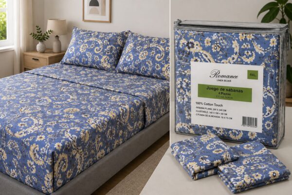 Alternative view of JUEGO DE SABANAS ROMANCE LINEA SILVER- FULL 2 PLAZAS