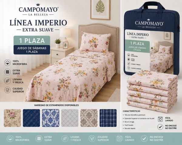 CAMPOMAYO  JUEGOS DE SABANAS ESTAMPADO 1 PLAZA Y MEDIA - Imagen 4