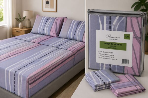 JUEGO DE SABANAS ROMANCE LINEA SILVER- FULL 2 PLAZAS - Imagen 7
