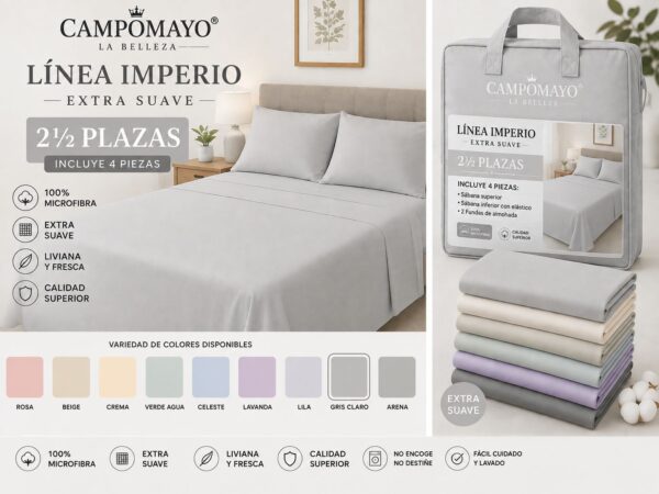 CAMPOMAYO 600 HILOS 2 PLAZAS Y MEDIA 100% ALGODÓN - Imagen 5