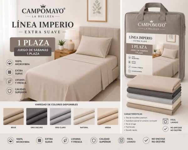 CAMPOMAYO JUEGOS DE SABANAS LISA 600 HILOS 1 PLAZA Y MEDIA