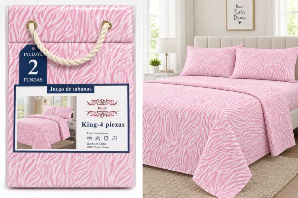 JUEGOS DE SABANAS KING 4 PIEZAS DOUX 100% ALGODON 6000 HILOS - Imagen 7