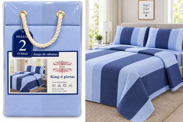 JUEGOS DE SABANAS KING 4 PIEZAS DOUX 100% ALGODON 6000 HILOS - Imagen 5