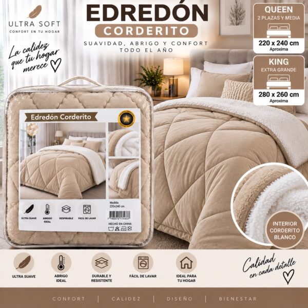 ENDREDON 2 PLAZAS Y MEDIA CON CORDERITO 6kg 220X240 - Imagen 4