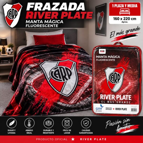 FRAZADA FLUORESENTE RIVER 100% ORIGINAL 1 PLAZA Y MEDIA
