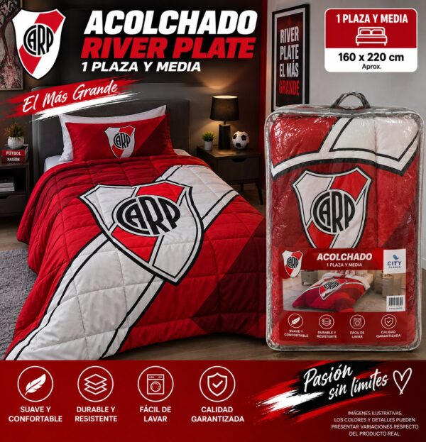 ACOLCHADO DE RIVER 100% ORIGINAL 1 PLAZA Y MEDIA