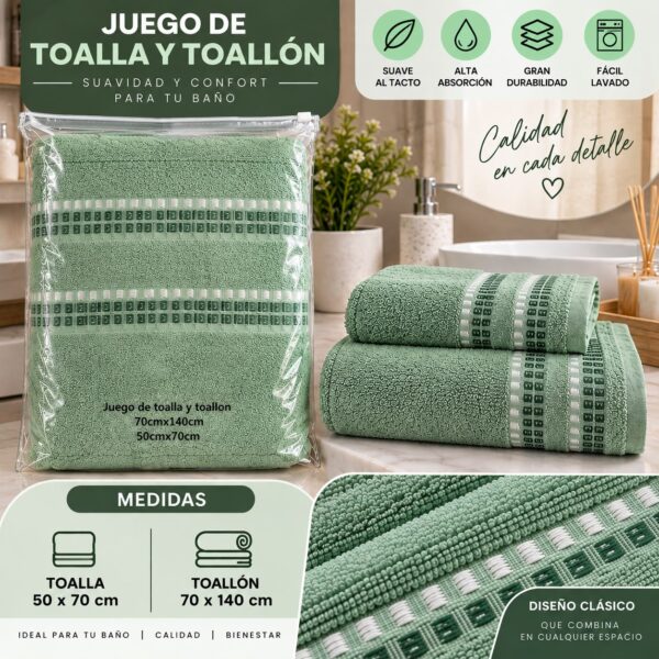 JUEGO DE TOALLA Y TOALLON BLANCO MATEX 100% ALGODON - Imagen 4