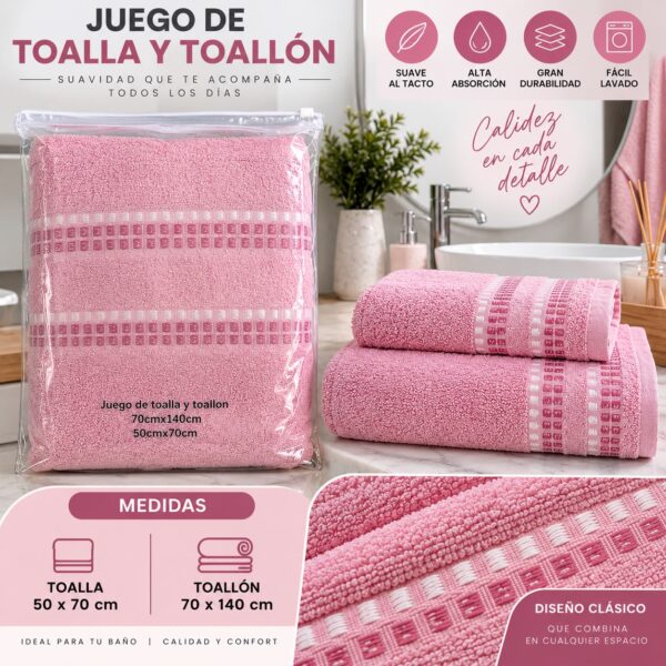 JUEGO DE TOALLA Y TOALLON BLANCO MATEX 100% ALGODON - Imagen 3