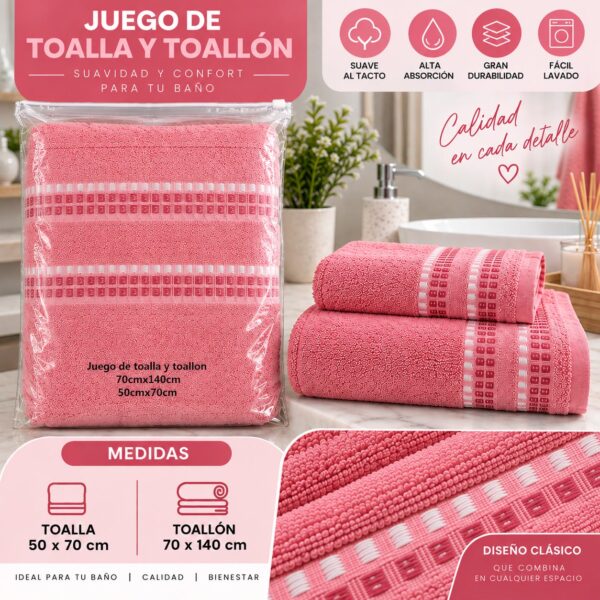 Alternative view of JUEGO DE TOALLA Y TOALLON BLANCO MATEX 100% ALGODON