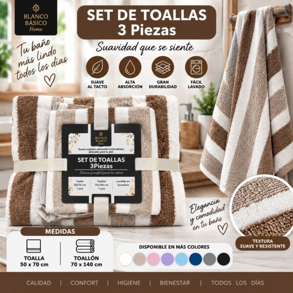 JUEGO DE TOALLA 3 SET SECADO RAPIDO - Imagen 4