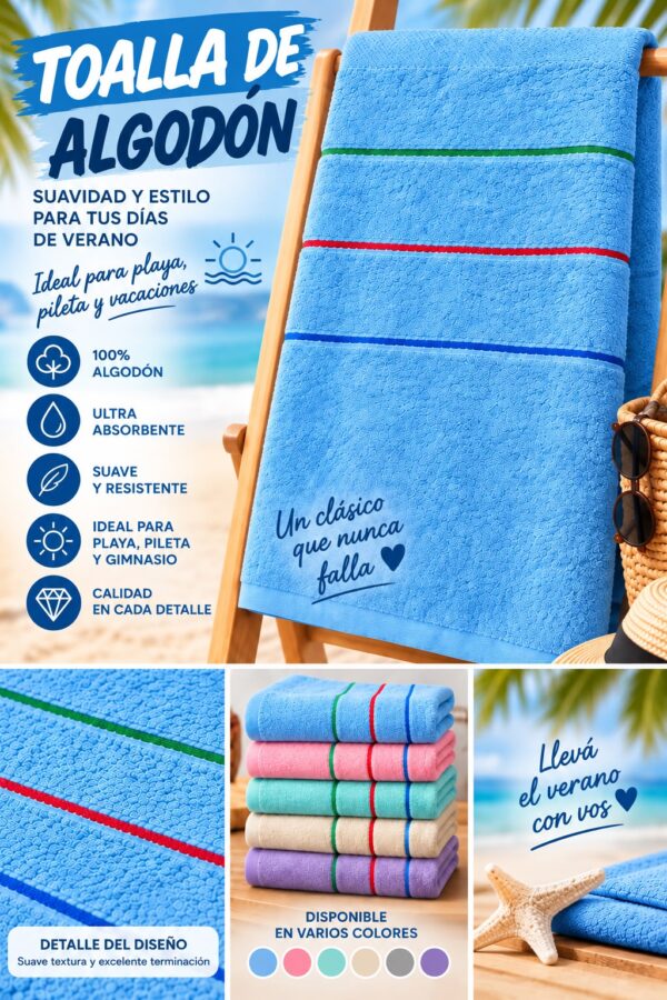 TOALLON XXL 100% ALGODON 70x140CM LISO - Imagen 4