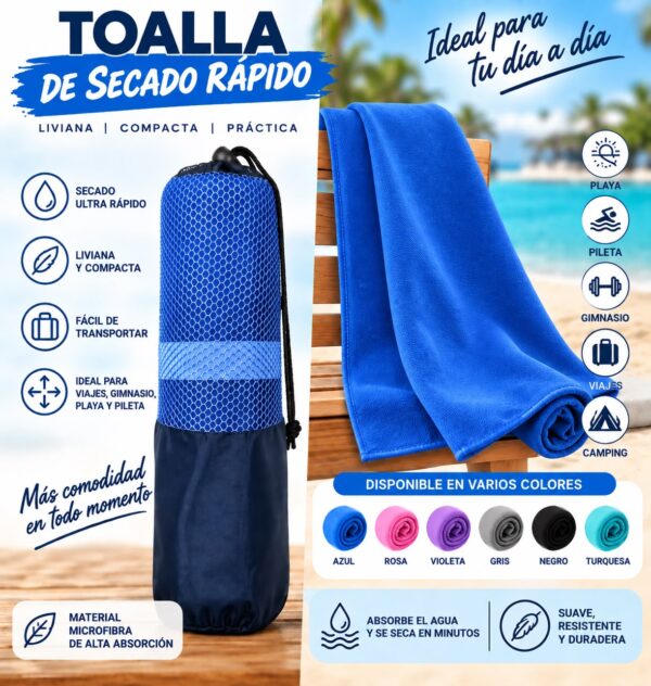 TOALLON DE SECADO RAPIDO MICRO FIBRA 80x140cm - Imagen 5