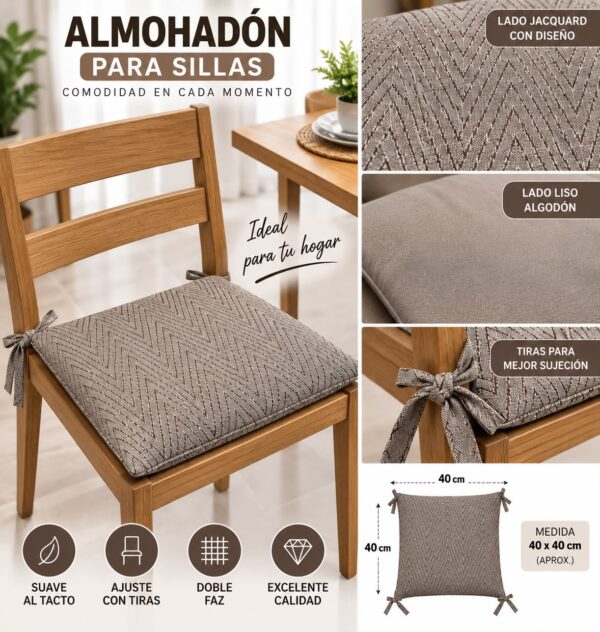 ALMOHADONES PARA SILLA CON AGARRES UNIVERSAL X6 - Imagen 4