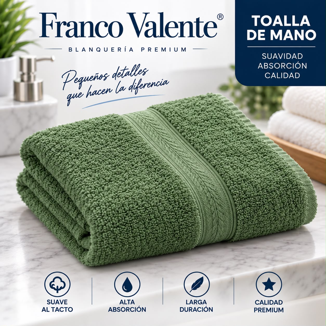 PACK DE 12u TOALLA DE MANO Y CARA FRANCO VALENTE 50x30 - Imagen 6