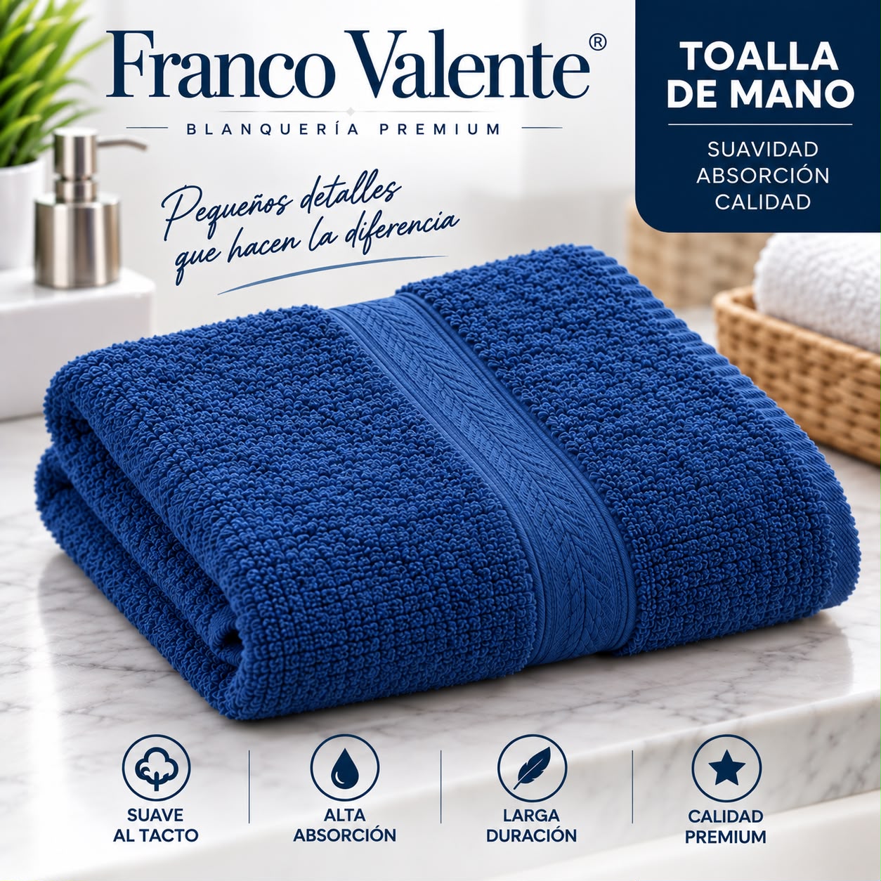 PACK DE 12u TOALLA DE MANO Y CARA FRANCO VALENTE 50x30 - Imagen 8