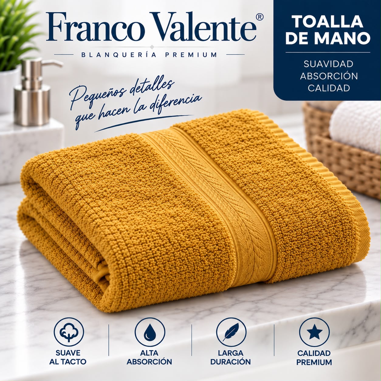 PACK DE 12u TOALLA DE MANO Y CARA FRANCO VALENTE 50x30 - Imagen 7