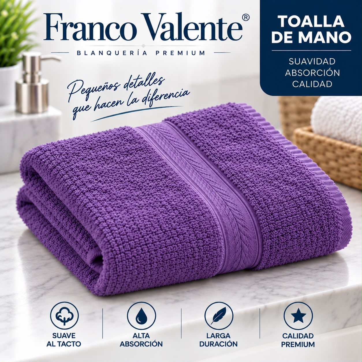 PACK DE 12u TOALLA DE MANO Y CARA FRANCO VALENTE 50x30 - Imagen 9