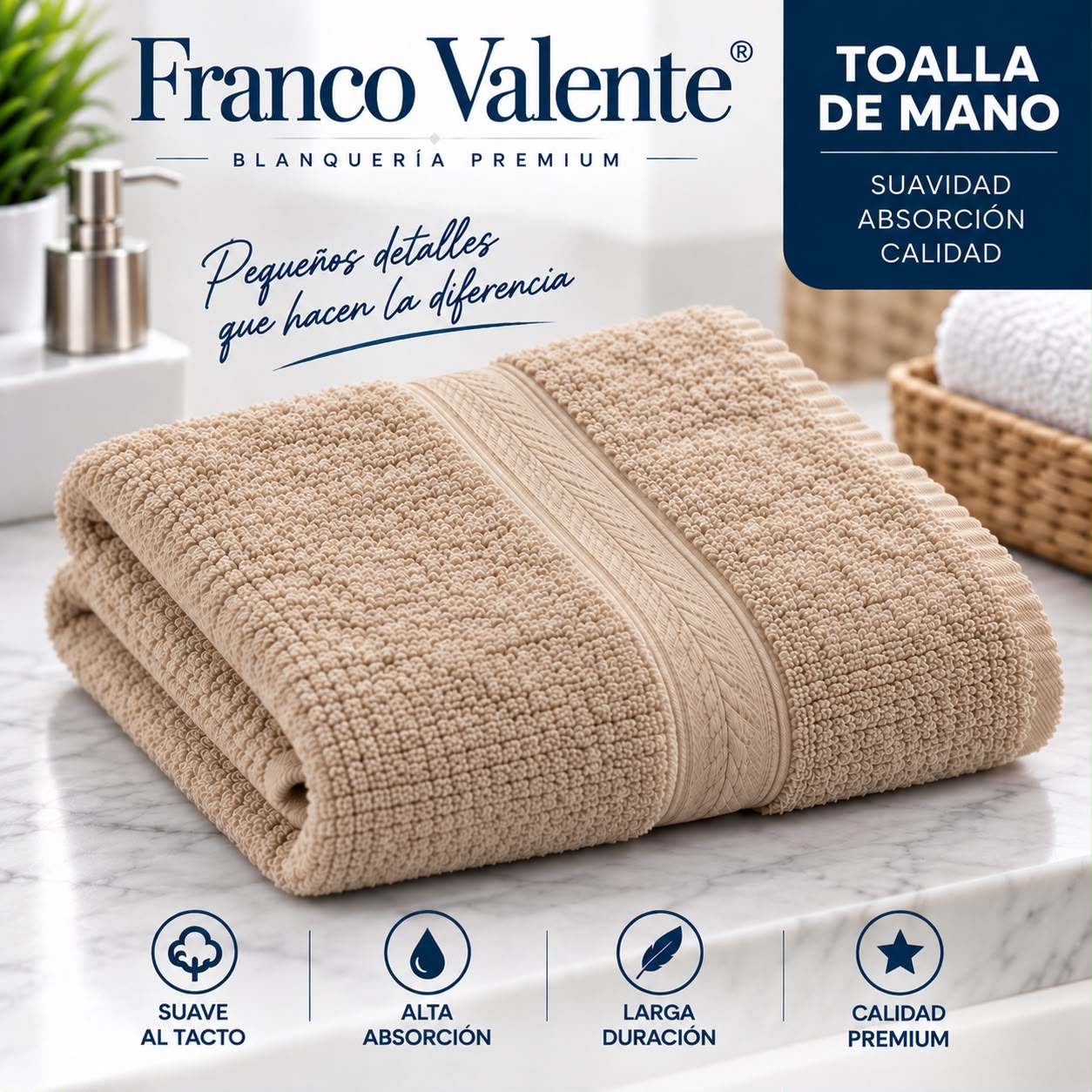 PACK DE 12u TOALLA DE MANO Y CARA FRANCO VALENTE 50x30 - Imagen 10