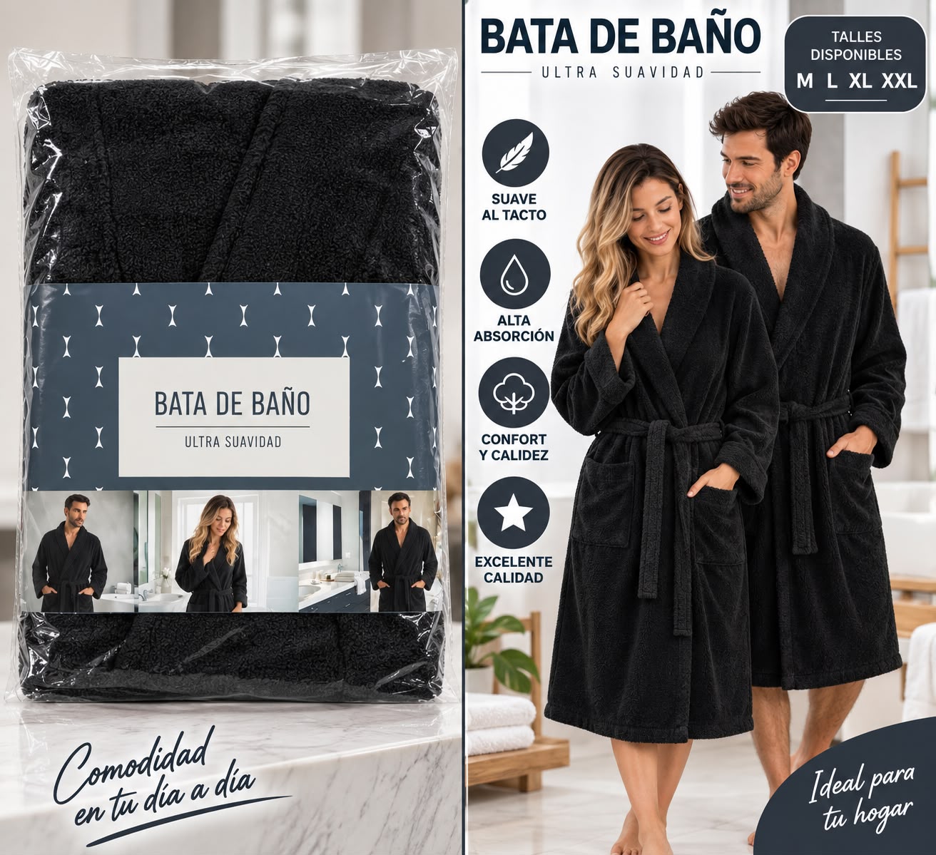 BATAS DE BAÑO ULTRA SUAVE SWEET HOME PESADOS S AL XXL