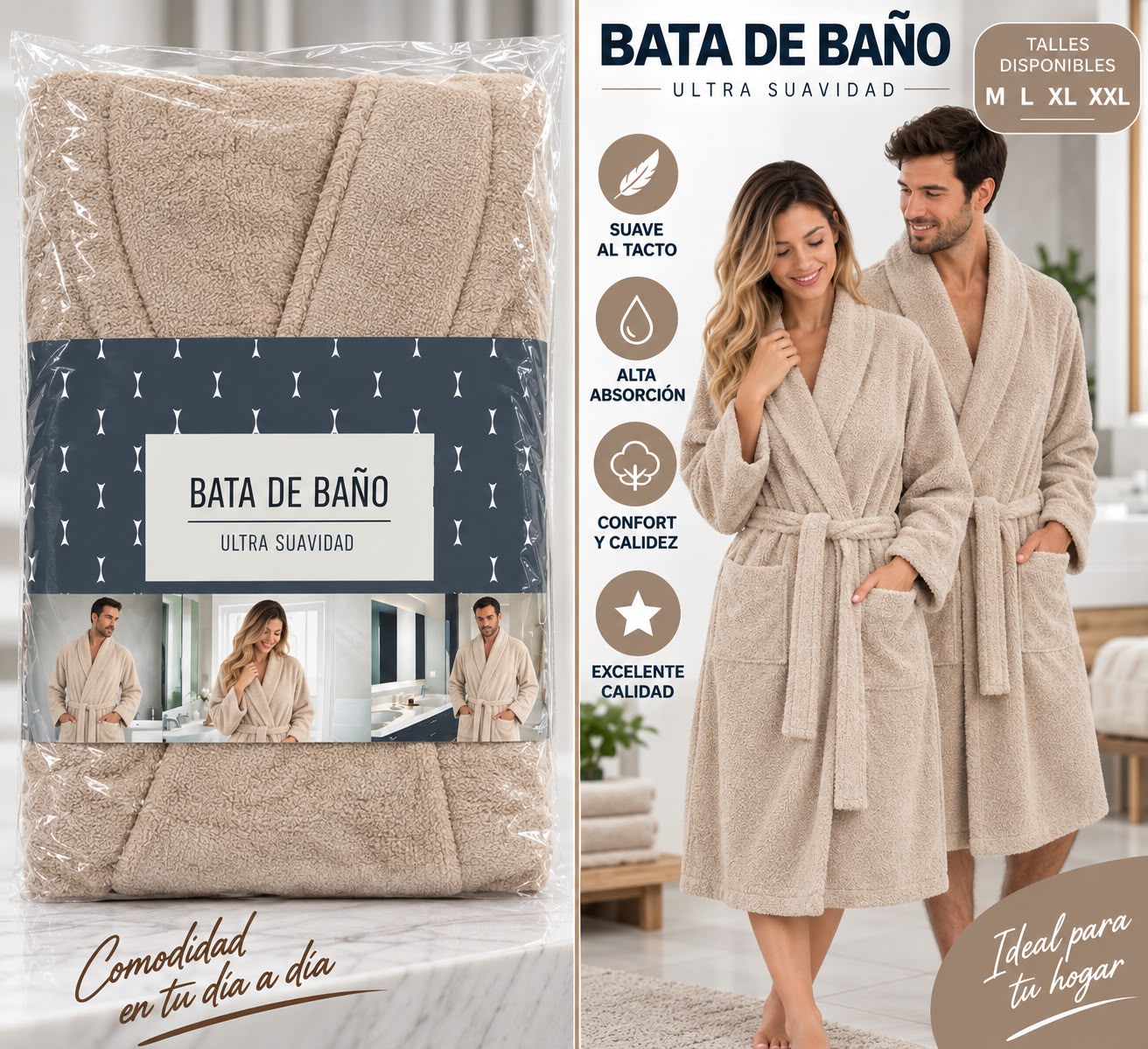 BATAS DE BAÑO ULTRA SUAVE SWEET HOME PESADOS S AL XXL - Imagen 8