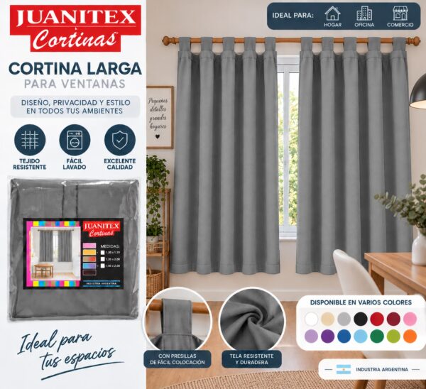 CORTINAS TROPICAL MECANICO LARGAS 140 X 200 CM LISA - Imagen 3