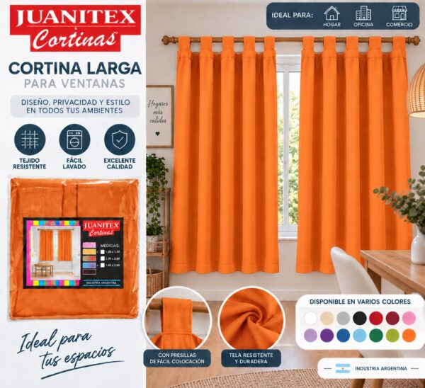 CORTINAS TROPICAL MECANICO LARGAS 140 X 200 CM LISA - Imagen 4