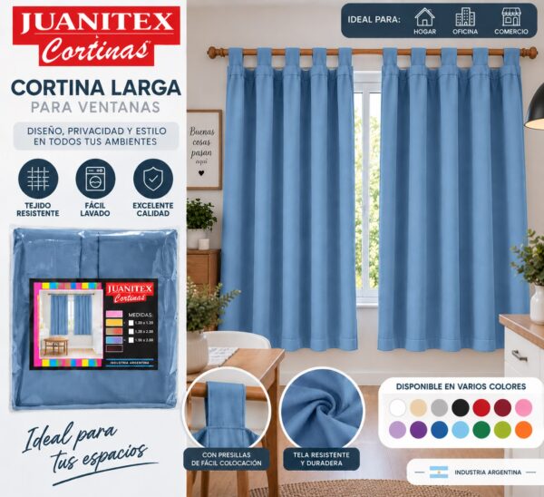 CORTINAS TROPICAL MECANICO LARGAS 140 X 200 CM LISA - Imagen 5