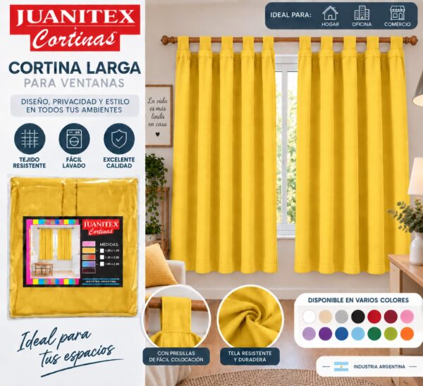CORTINAS TROPICAL MECANICO LARGAS 140 X 200 CM LISA