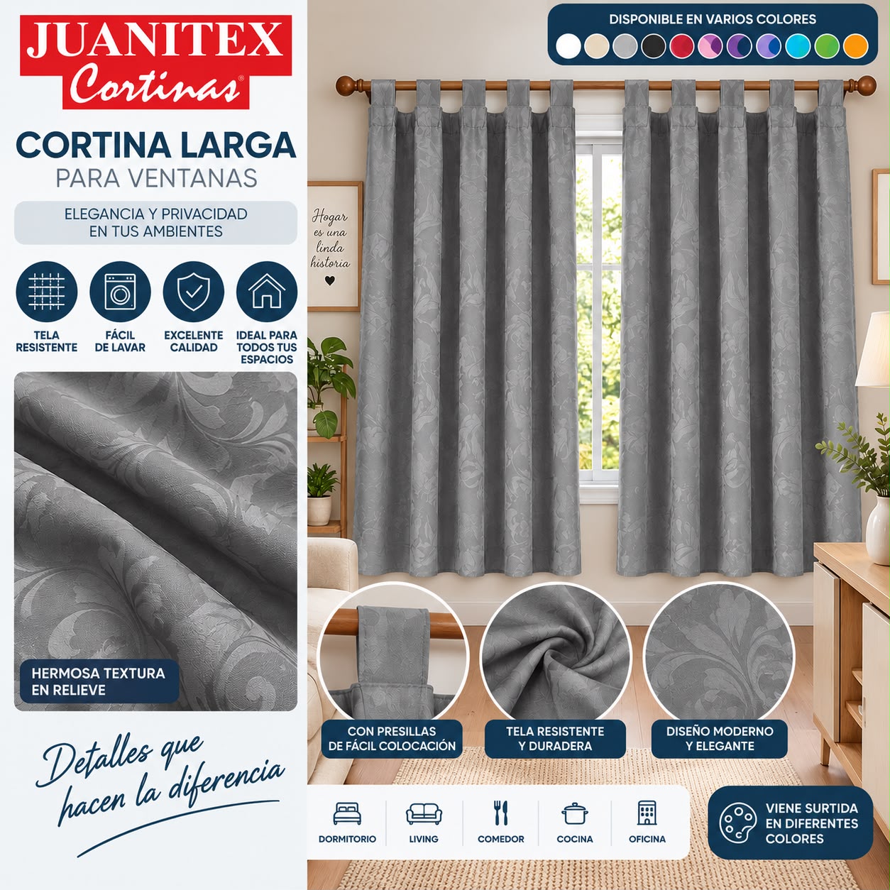 CORTINA LARGA TROPICAL MECANICO LABRADA 140 X 200CM - Imagen 3
