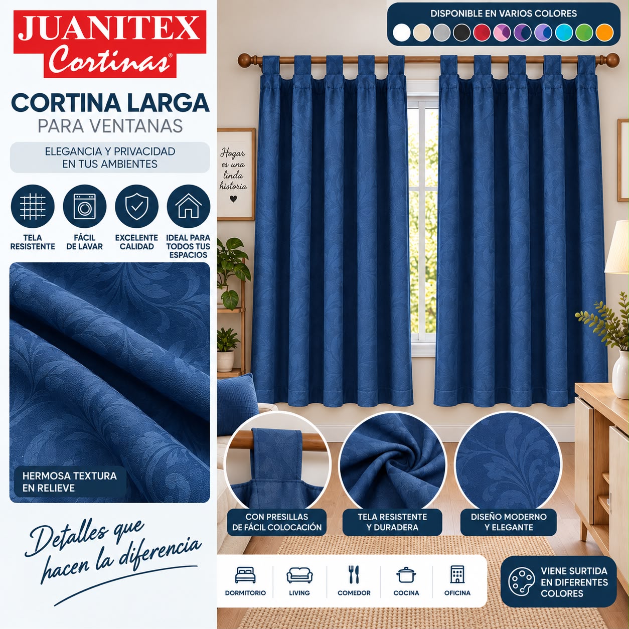 CORTINA LARGA TROPICAL MECANICO LABRADA 140 X 200CM - Imagen 4