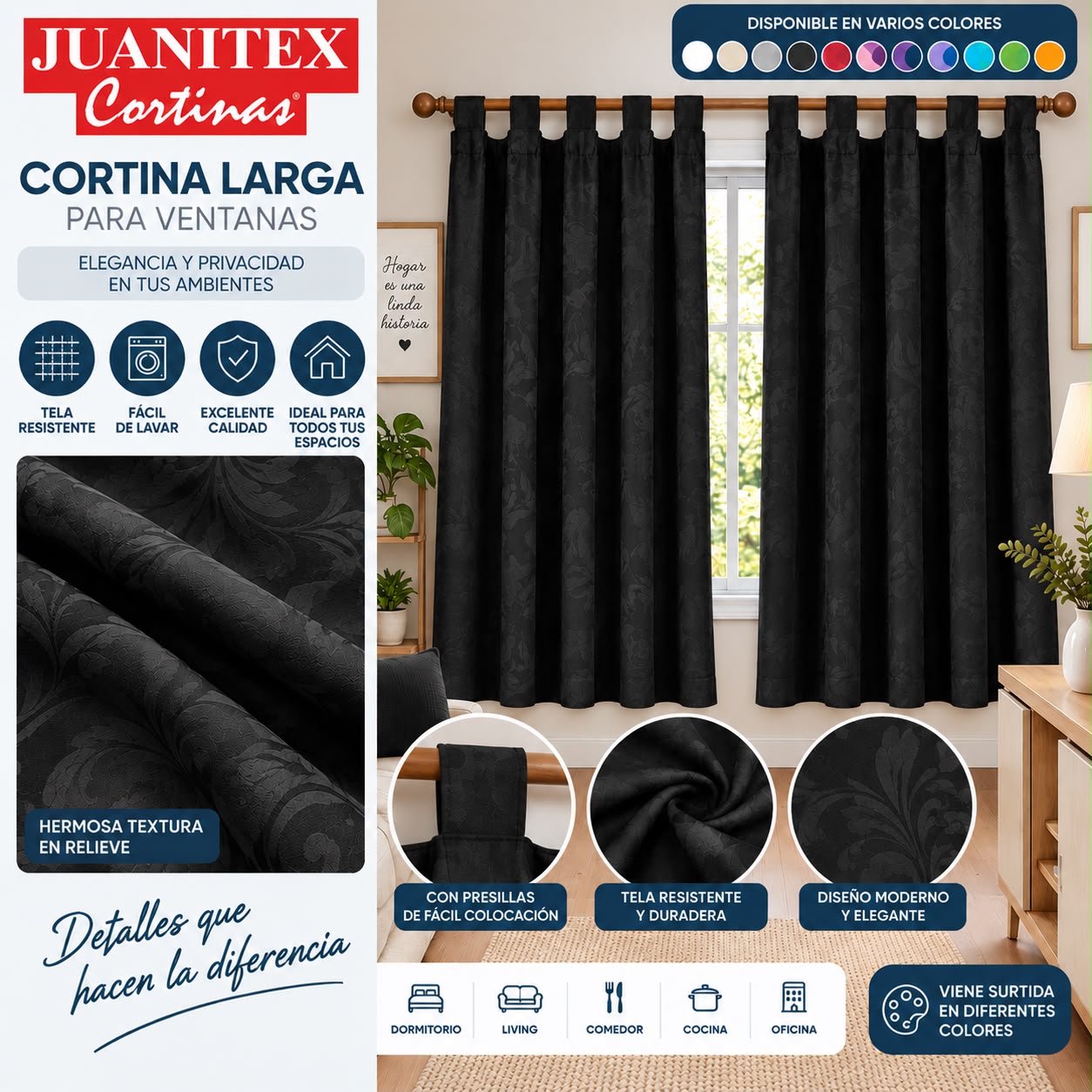 CORTINA LARGA TROPICAL MECANICO LABRADA 140 X 200CM - Imagen 2