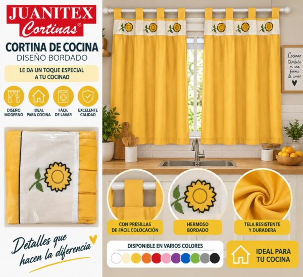 CORTINA DE COCINA CON FALDON 120 X 120CM 2 PAÑOS - Imagen 4