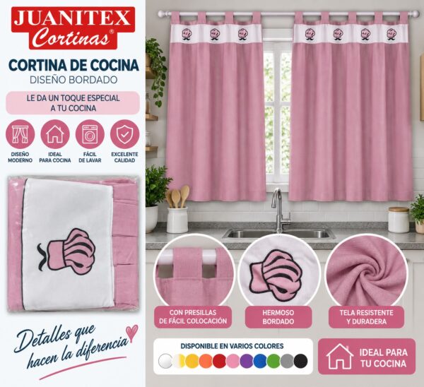 CORTINA DE COCINA CON FALDON 120 X 120CM 2 PAÑOS - Imagen 5