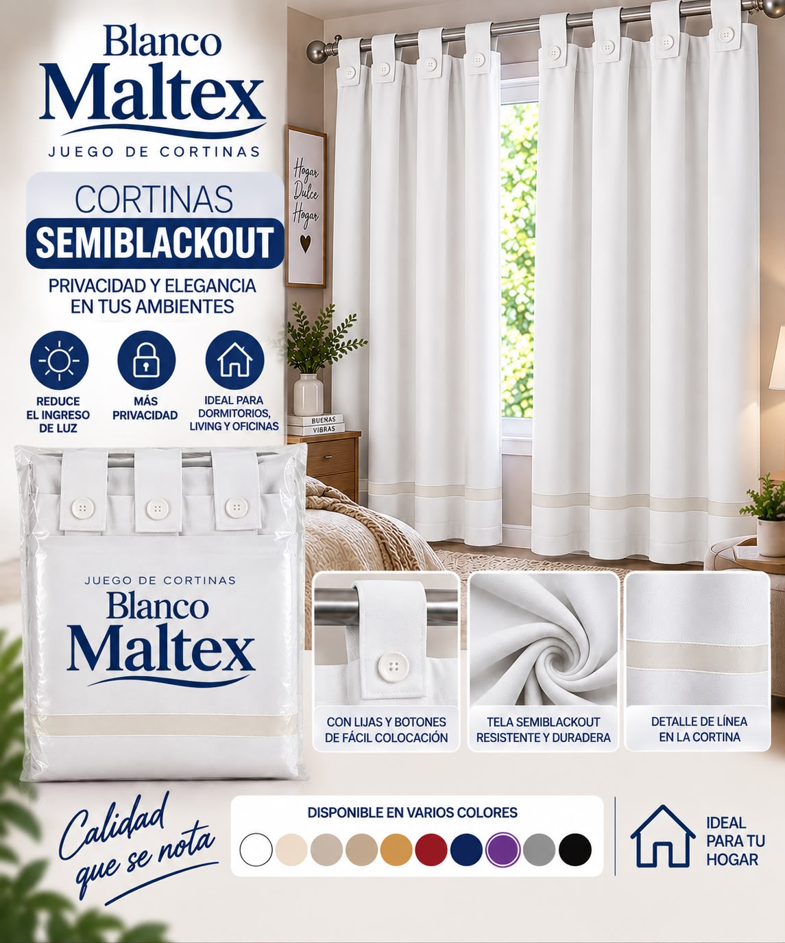 CORTINA SEMI BLACKOUT PESADA 60% CON FALDON