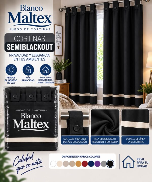 CORTINA SEMI BLACKOUT PESADA 60% CON FALDON - Imagen 8