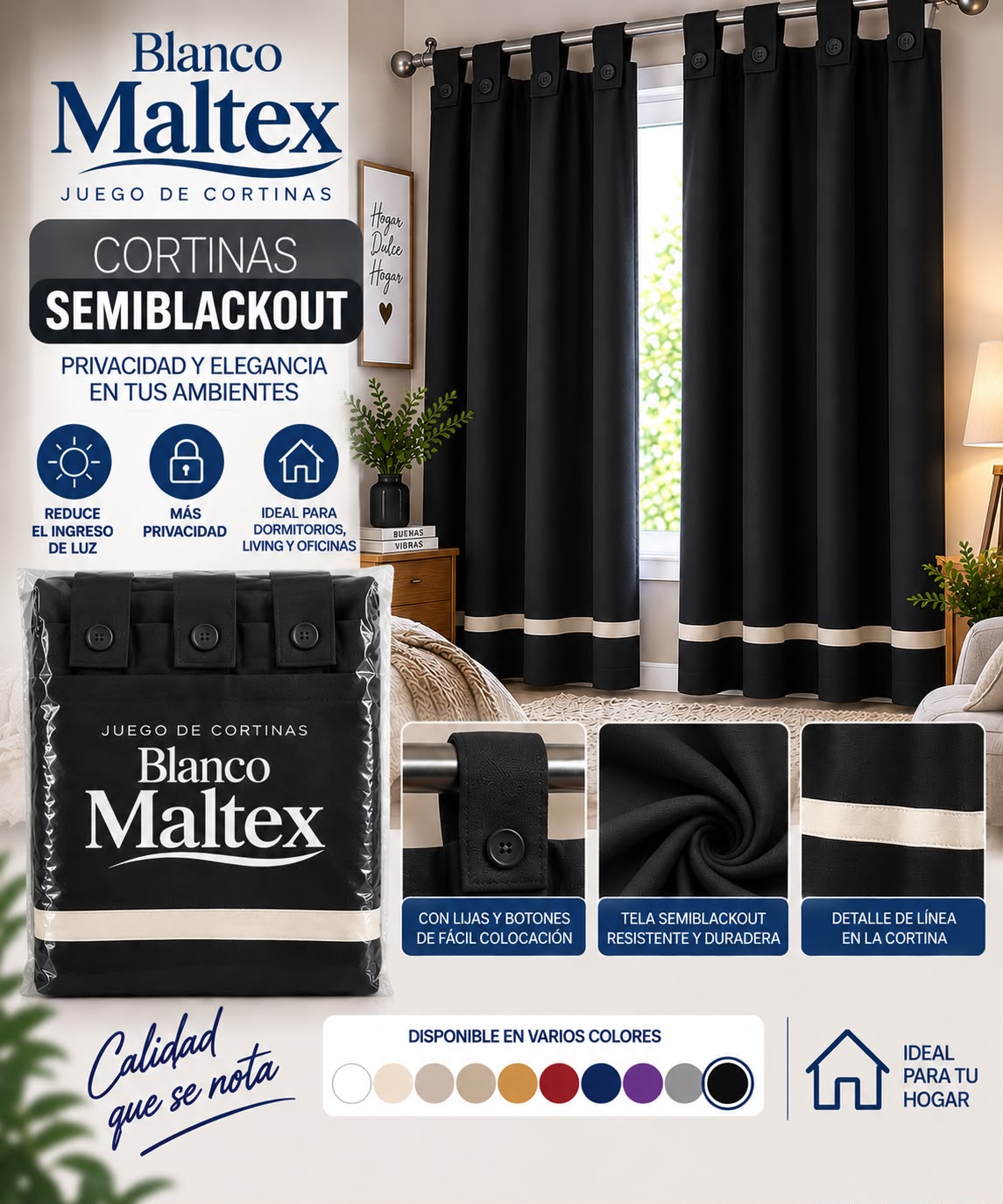CORTINA SEMI BLACKOUT PESADA 60% CON FALDON - Imagen 8
