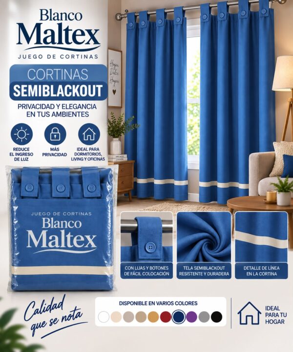 CORTINA SEMI BLACKOUT PESADA 60% CON FALDON - Imagen 5