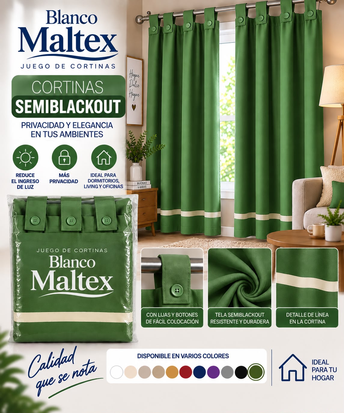CORTINA SEMI BLACKOUT PESADA 60% CON FALDON - Imagen 6