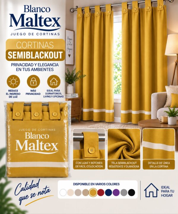 CORTINA SEMI BLACKOUT PESADA 60% CON FALDON - Imagen 7