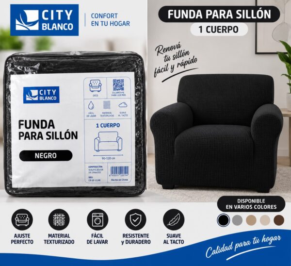 FUNDA DE SILLON 1 CUERPO ANTI DESGARRO - Imagen 4