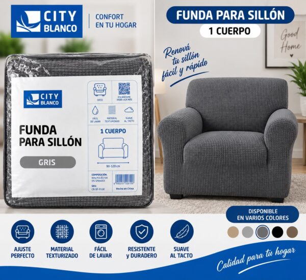 FUNDA DE SILLON 1 CUERPO ANTI DESGARRO - Imagen 5