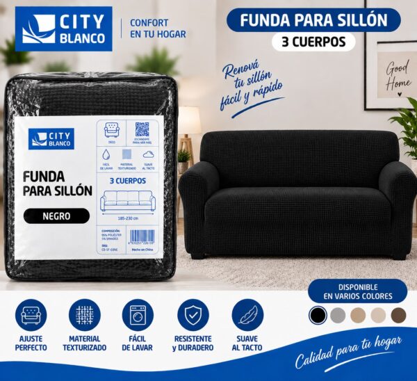 FUNDA DE SILLON 3 CUERPOS ANTI DESGARRO - Imagen 4