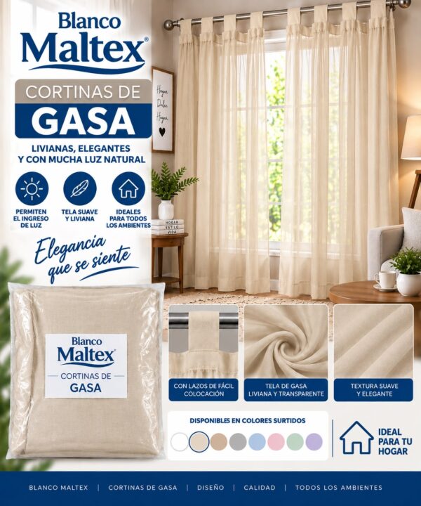 Alternative view of CORTINAS DE GASA 140 X 220 CM 100% ALGODON