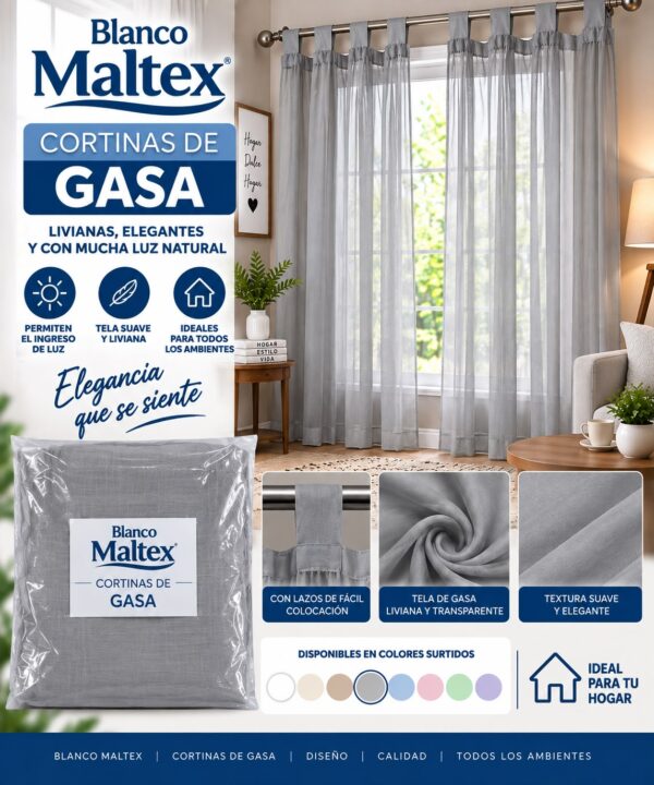 CORTINAS DE GASA 140 X 220 CM 100% ALGODON