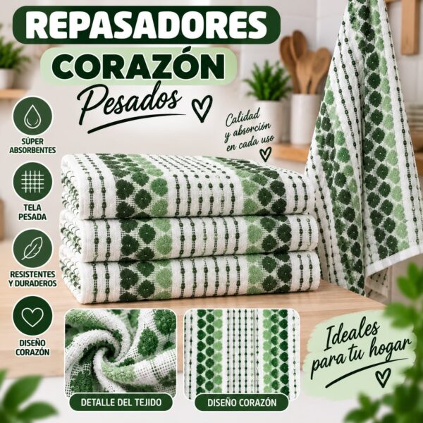 Alternative view of 12 REPASADORES CORAZON - PESADO 100% ALGODON