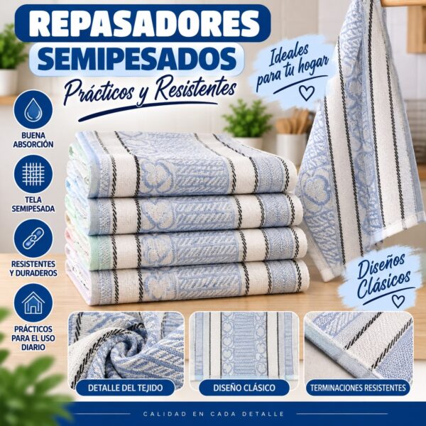 REPASADOR EUROPEO x12 UNIDADES 100% ALGODON - Imagen 5