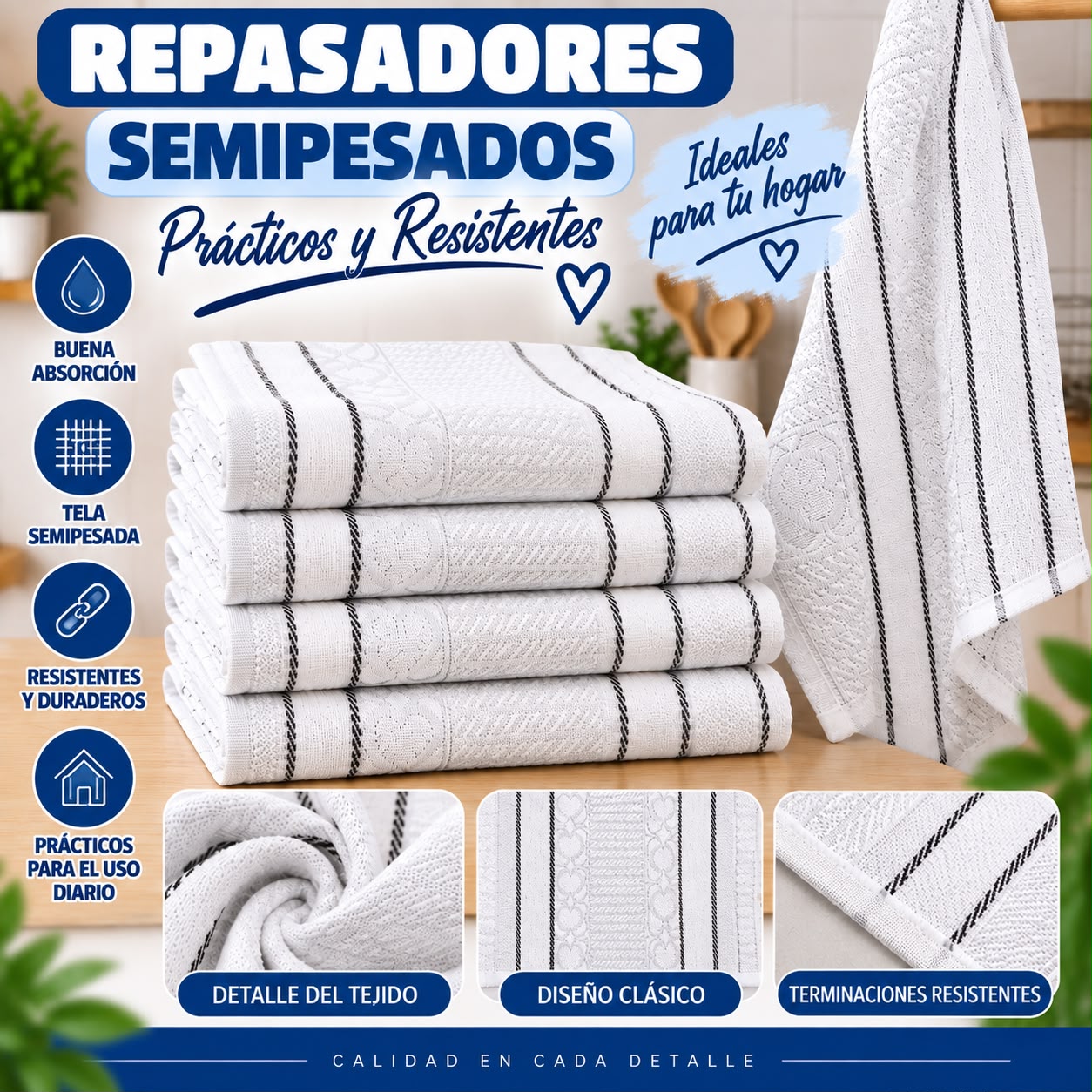 REPASADOR EUROPEO x12 UNIDADES 100% ALGODON - Imagen 3