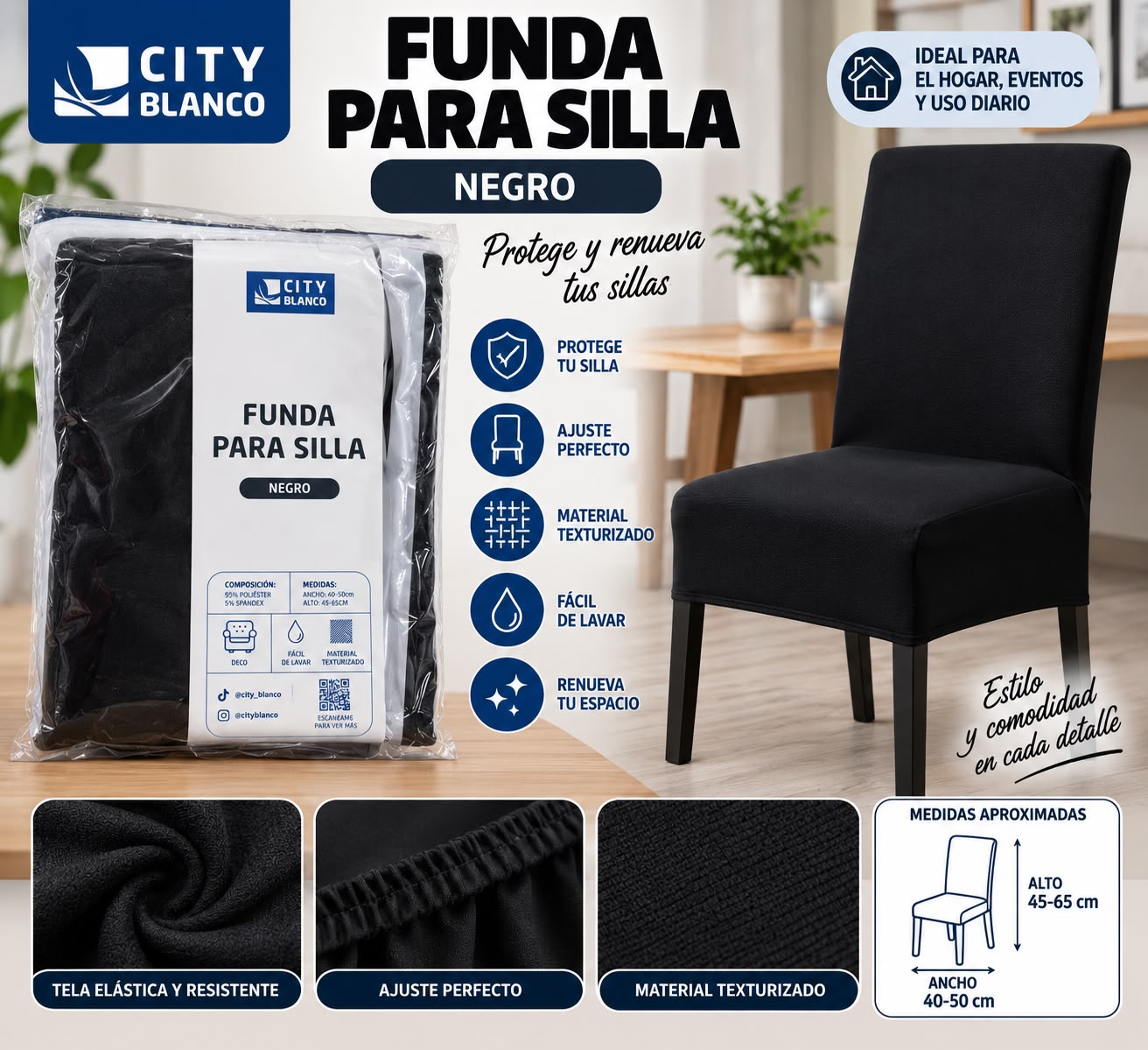 FUNDA PARA SILLAS ANTI DESGARRO ELASTIZADA - Imagen 3